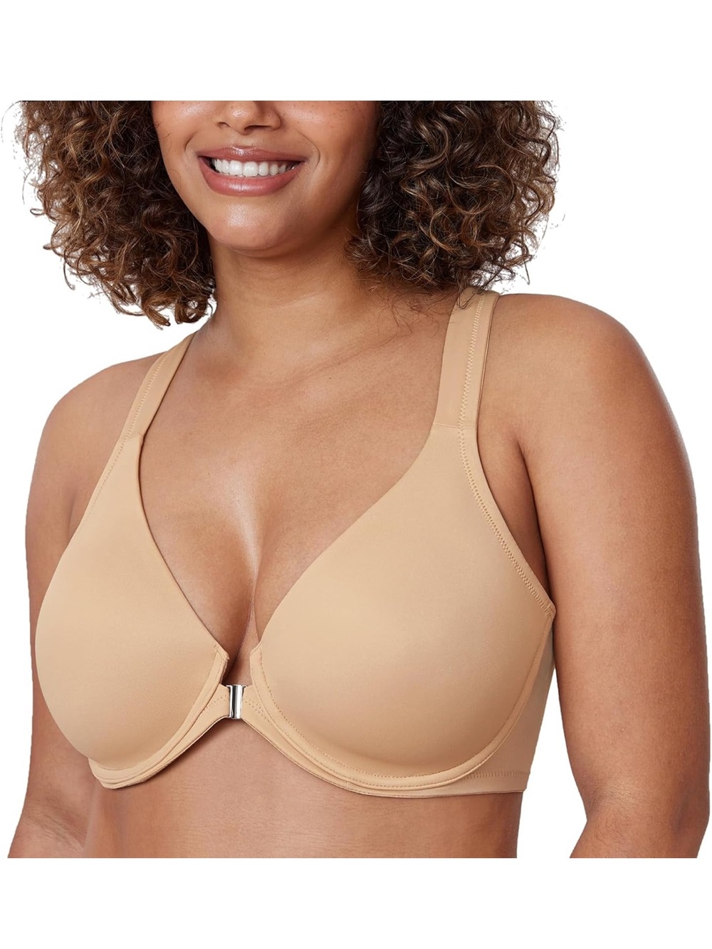 DELIMIRA Women's Front Closure Racerback Bra Nude Beige 44C New NWT Underwire